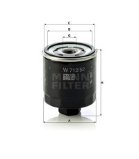 Фильтр масляный MANN-FILTER W 712/52